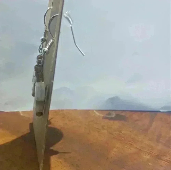 Howlite Turquoise Paisley 925 Earrings - Picture 3 of 3